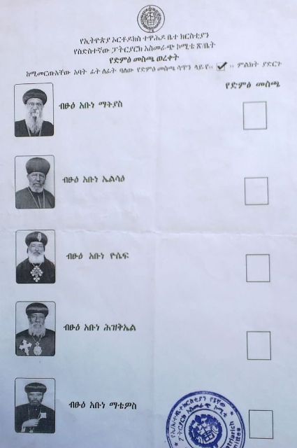 Patriarch election vote paper