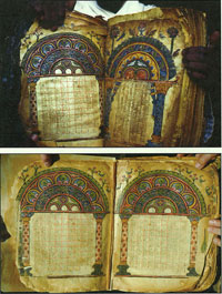 The Manuscript before and after restoration